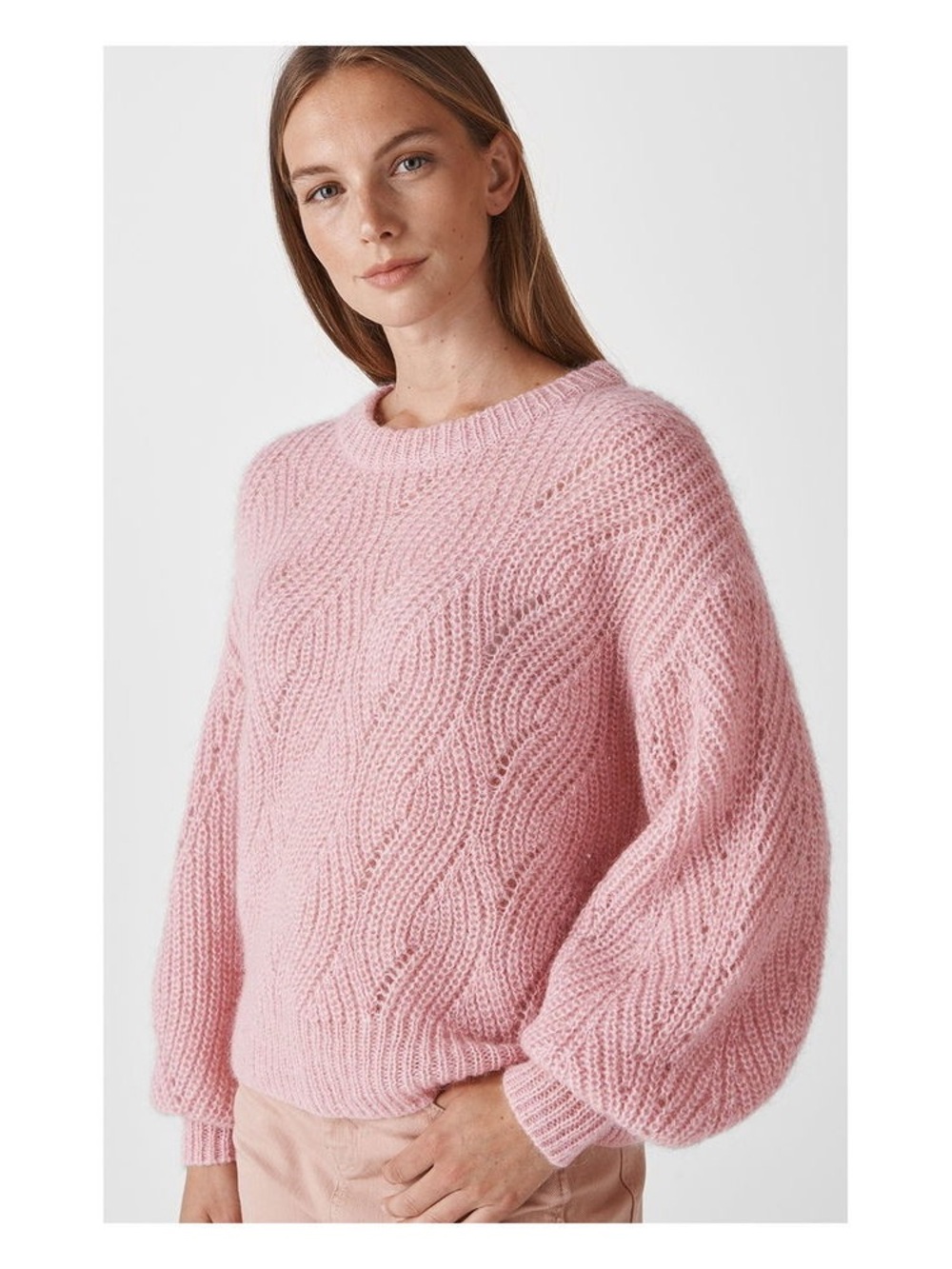 WHISTLES Sophia Mohair Wool Blend Pink Sweater Size S